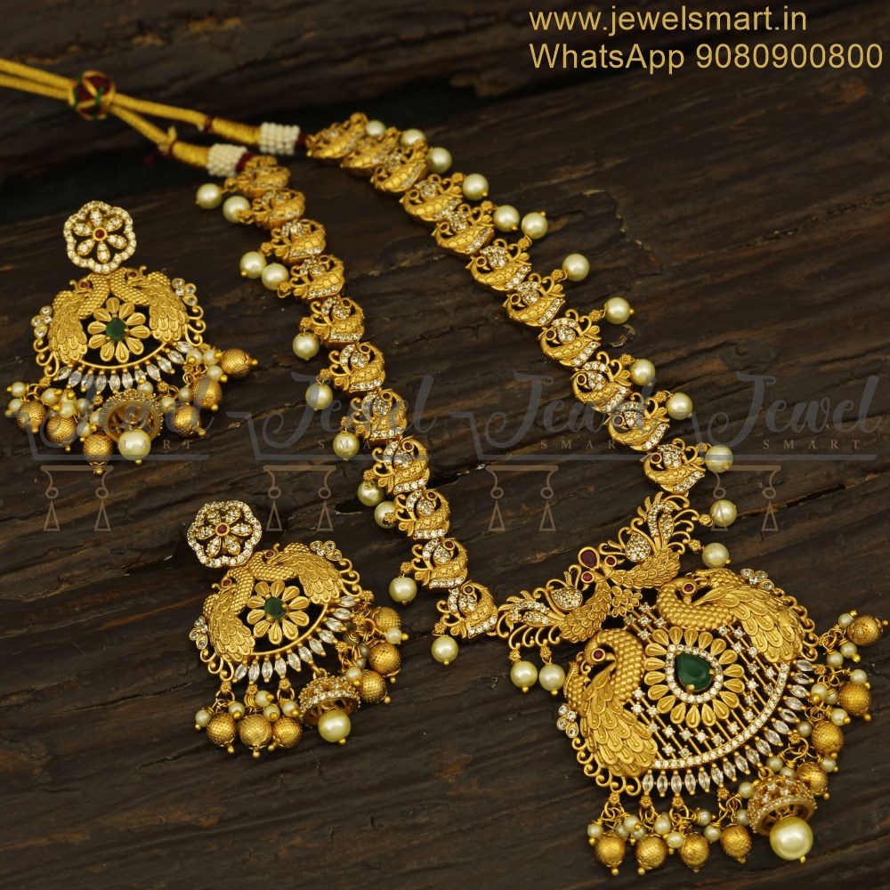 Charming Elite Artistry Designer Gold Necklace Models For Sarees ...
