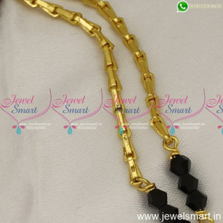 18 Inches Black Crystal Gobi Gold Chain Designs South Indian Covering Jewellery C24762