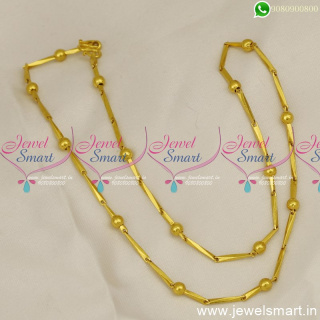 18 Inches Lean Gobi Gold Chain Designs With Beads Trendy Imitation Jewellery Collections C24769