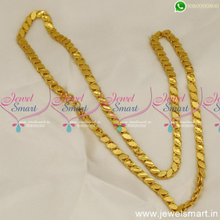 24 Inches Dazzling Oval Matte and Shine Gold Chain Designs For Regular Wear C24766