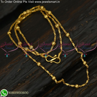 24 Inches Thin Flexible Ball Chain Gold Plated For Daily Wear C25163