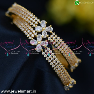 3 Line Broad Diamond Look Gold Plated Bangles Crafted With Care B24984
