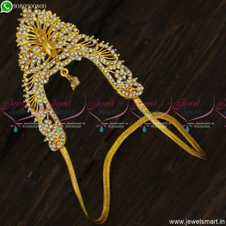 3D Peacock Design Gold Vanki Models Medium Size Artificial White Stones  V23470