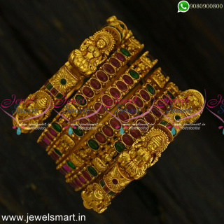 6 In One Bridal Set Bangles Antique Gold Temple Jewellery Trending Collections Online B24848