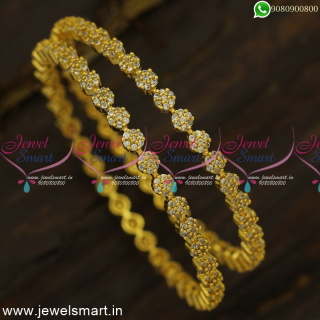 7 Stone Diamond Gold Bangles Design For Party Wear B24638