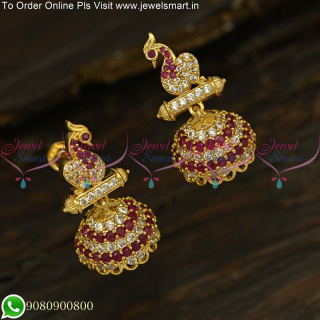 Amazing Peacock Gold Jhumka Unique Majestic Earrings Design Online J25129