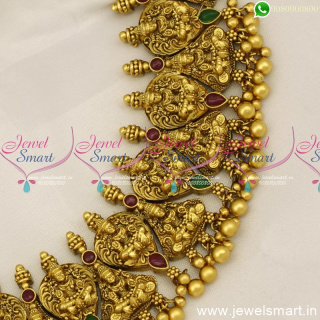Awesome Gold Necklace Designs Nagas Leaf and Cone Silver Inspired Lakshmi Casting NL24744