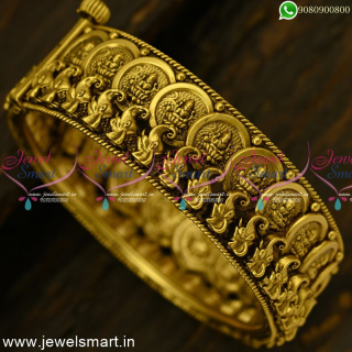 Bahubali Style Laxmi Kada Antique Gold Bangles Designs For Bride B25047