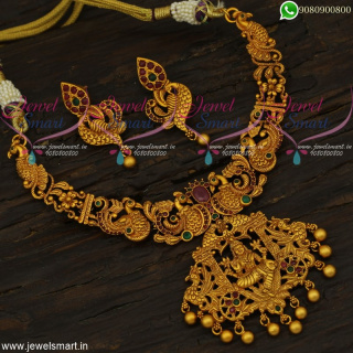 Bahubali Style Temple Jewellery Small Necklace Set Designer Collections NL22080