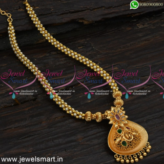 Beautiful Beaded Necklace Jali Mala Designer Pendant One Gram Gold Online NL24885