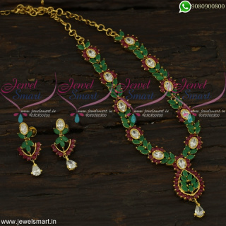 Beautiful Jaipuri Jewellery Gold Necklace Design AD Stone Necklace Collections NL22324
