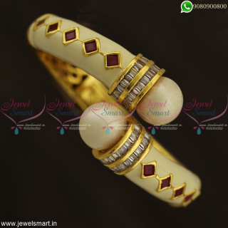 Beautiful Meenakari Pull Open Kada Bracelets Hollow Gold Design Jewellery B22953