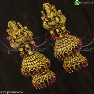 Exceptional Bridal Temple Double Layer Jhumka Earrings Antique Jewellery Online J22584