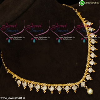 Casual Wear Gold Plated Necklace Square Stones Studded Indian Jewellery Online 