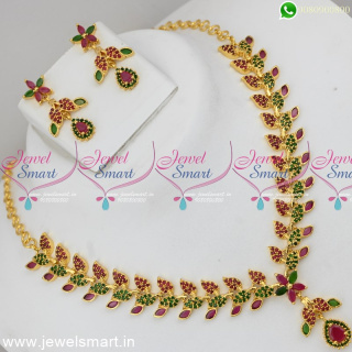 Charming Gold Necklace Design with Contemporary Leaf Pattern  Dailywear NL24973