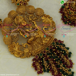 Crystal Jewellery Long Necklace Temple Haram Trendy Imitation Collections Online