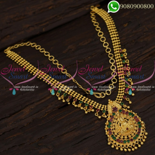 Daily Wear Temple Necklace Gold Plated Jewellery South Indian Designs NL21253
