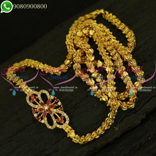 Dasavatharam Chain Mugappu Designs Gold Plated AD Stones Studded Jewellery Online C20934