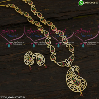 Dazzling Mango Malai Gold Haram Designs Fascinating Long Necklace CZ Fashion Jewellery NL22301