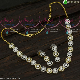 Diamond Necklace Designs In Imitation Jewellery Gold Silver Two Tone Colour