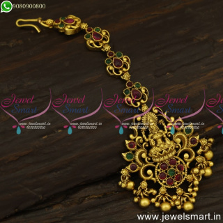 Divine Laxmi God Maang Tikka Golden Beads Nethichutti For Wedding Online T24671