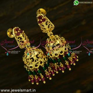 Fabulous Dancing Gold Jhumka Designs 2 Layer Crystal Beads Shop Online J24943