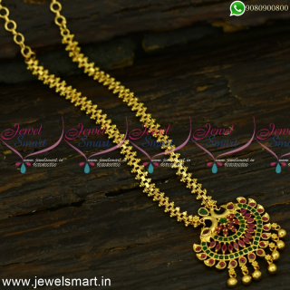 Fancy Chain Pendant Set Design South Indian Gold Covering Jewellery PS24927