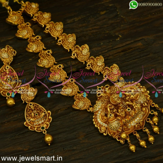 Gajalakshmi Temple Jewellery Antique Gold Necklace Designs Nagas Collections NL24954