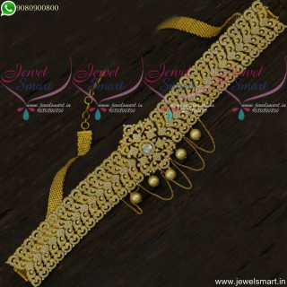 Glittering CZ Fashion Jewellery Bridal Hip Belt Latest Chain Vaddanam