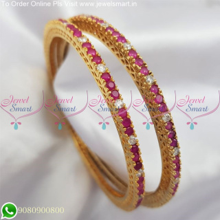 Gold Catalogue Inspired Ruby Gold Plated Bangles Designs B6095