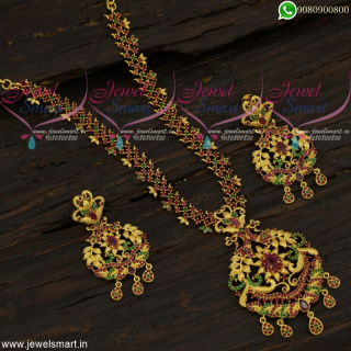 Gold Necklace Design 1 Gram Set Screw Back Earrings South Indian Fashion  NL21775