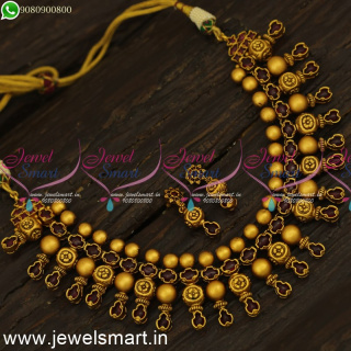 Gorgeous Kerala Style Kemp Arumbu Necklace Set Stone Floral Balls Antique NL24570