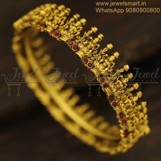 Graceful Temple Jewellery Bridal Antique Gold Bangles Design Online BJS6268