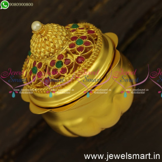 S24407 Grandiose Bahubali Inspired Kumkum Barina One Gram Gold Sindoor Box Pot Collections 