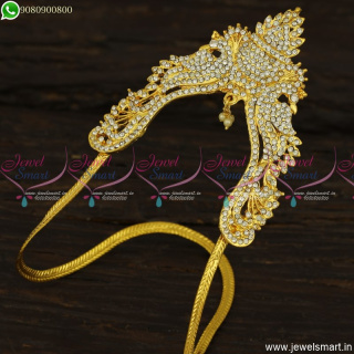 Kalasam Design Arm Vanki For Wedding White Stone Gold Plated Jewellery V23463