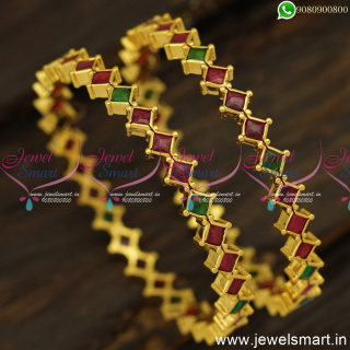 Kemp Square 1 Line Gold Plated Bangles Daily Wear Design Indian Jewellery Online B24804