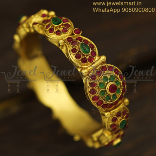 Kemp Stones Kada Bracelets for Women Antique One Gram Gold Jewellery BJS6298M
