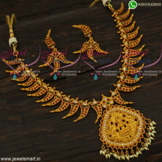 Latest Gold Design Traditional Temple Jewellery Kerala Style Stone Arumbu NL22223