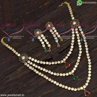 Layered Necklace Set Set Gold Plated Fashion Jewellery Collections Latest Designs Online NL21859