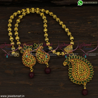 Light Weight Kharbuja Beads Mango Dollar Chain Low Cost Imitation Jewellery Online PS22924