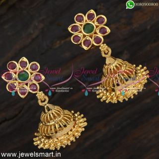 Low Price Dazzling Gold Design Traditional Jhumka Earrings Online J24881