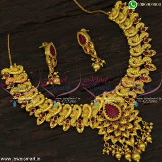 Magnificent Designer Jewellery One Gram Gold Peacock Necklace Set Online NL22050
