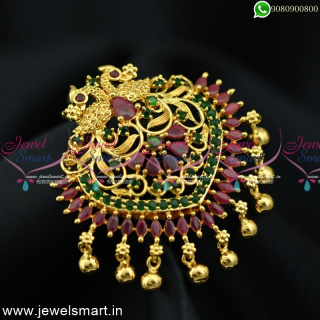 Marquise Stones Peacock Pendant Double Hook Fancy Gold Covering Online P25000