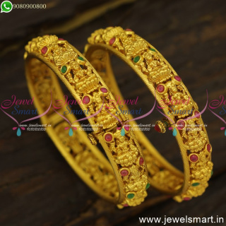 Mesmerizing One Gram Gold Bangles Design Temple Jewellery Nakshi Kada Bracelets Online B24662