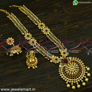 One Gram Gold Beauty CZ Stones Necklace Set with Jhumka Earrings NL25022