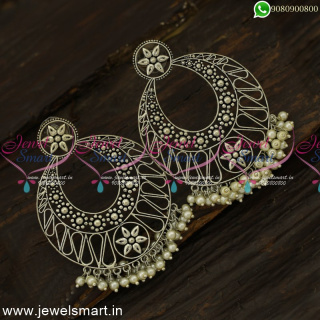 Oxidised Jewellery Silver Chandbali Earrings Fashion Wear Collections Online ER24708