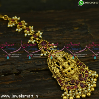 Pearl and Golden Beads Kemp Maang Tikka Imposing Temple Nethichutti T25039