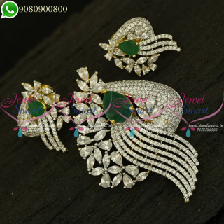 Pendant Set Diamond Design Gold Silver Two Tone Stylish Jewellery Collections PS21102