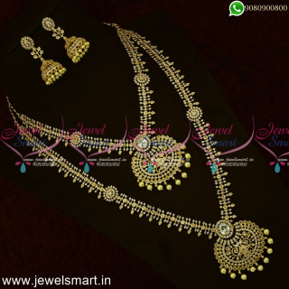 Popular Mini Bridal Long Gold Necklace Combo In Artificial Jewellery Online NL24928