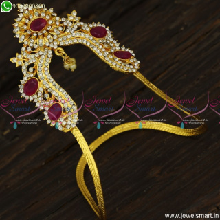 Ruby and White Stones Small Ara Vanki Designs Low Price Gold Plated Jewellery V23458
